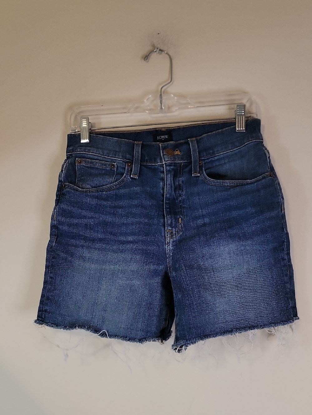 J. Crew Dark Blue Raw Hem High-Rise Jean Shorts